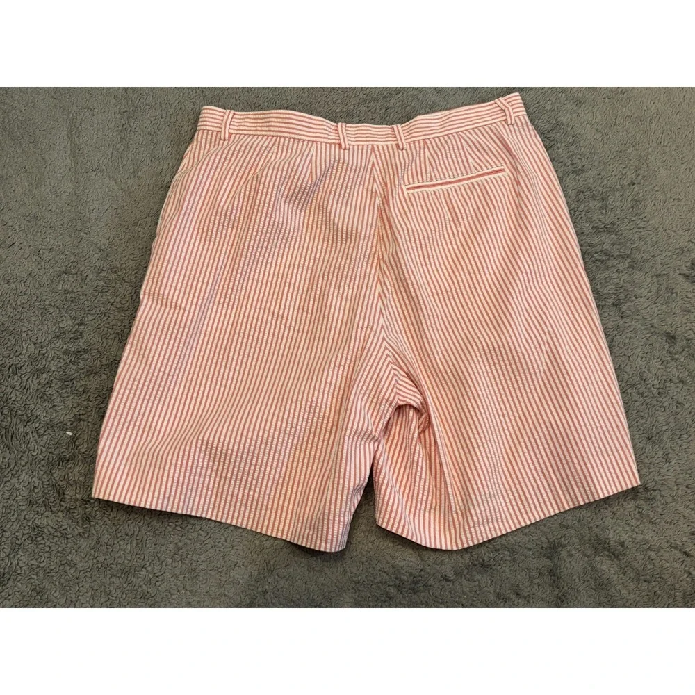 Liz Claiborne Bermuda Shorts Womens 10 Tabitha Striped Seersucker Coral White
